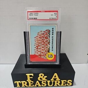 1963 Topps #63 Reds Team PSA 6 EX-MT Pete Rose Rookie Year